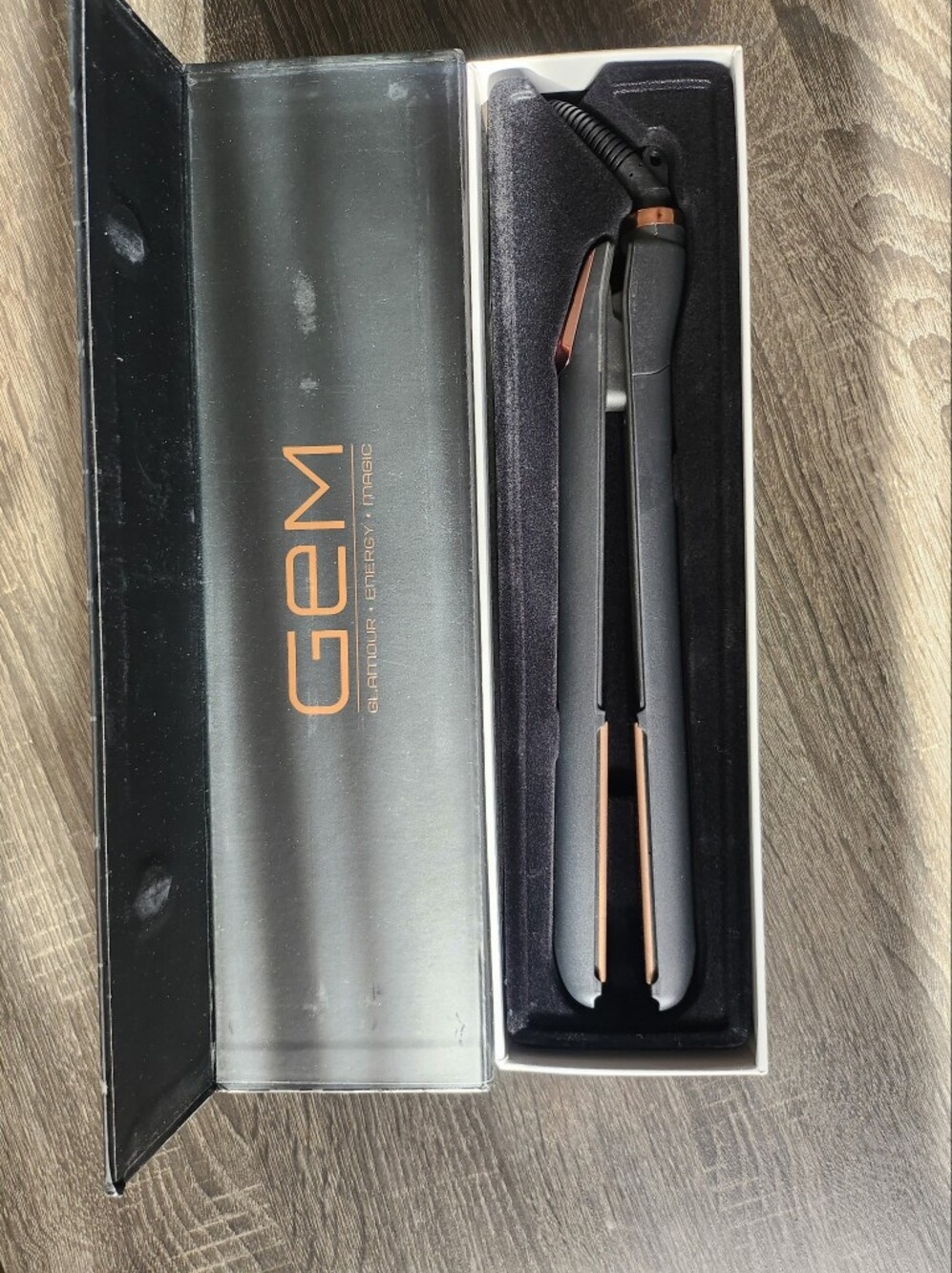 GEM Matte Black & Rose Gold Hair Straightener -